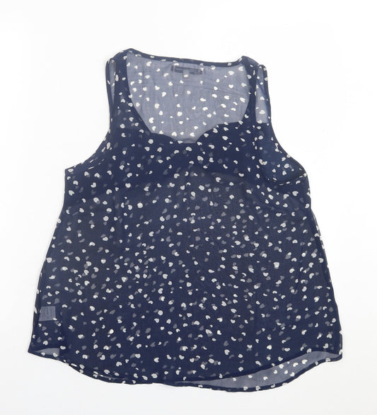 Glamorous Womens Blue Geometric Polyester Basic Tank Size 12 Scoop Neck