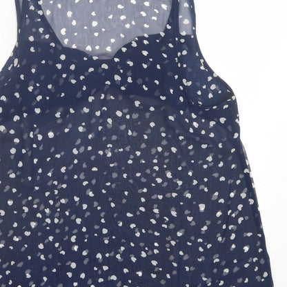 Glamorous Womens Blue Geometric Polyester Basic Tank Size 12 Scoop Neck