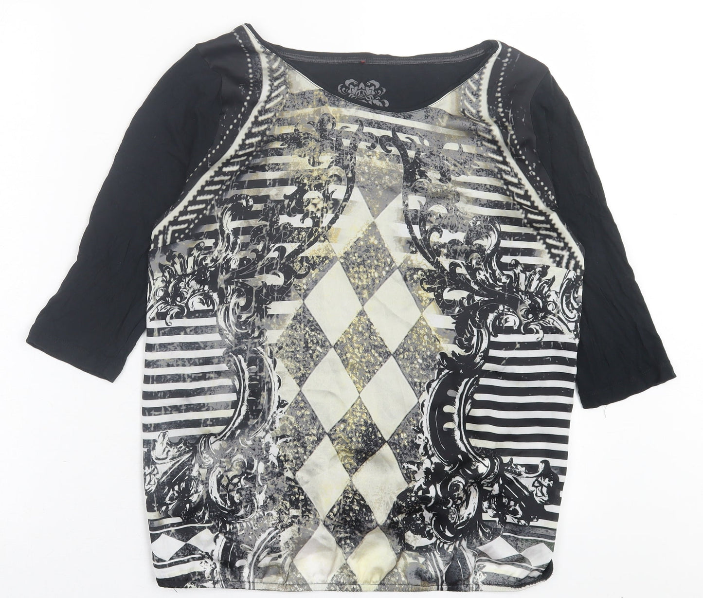 colsen Womens Multicoloured Geometric Polyester Basic T-Shirt Size 10 Crew Neck