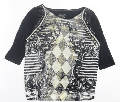 colsen Womens Multicoloured Geometric Polyester Basic T-Shirt Size 10 Crew Neck