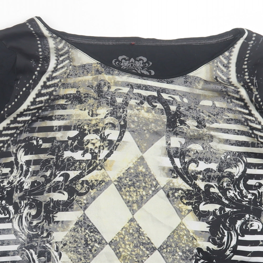 colsen Womens Multicoloured Geometric Polyester Basic T-Shirt Size 10 Crew Neck