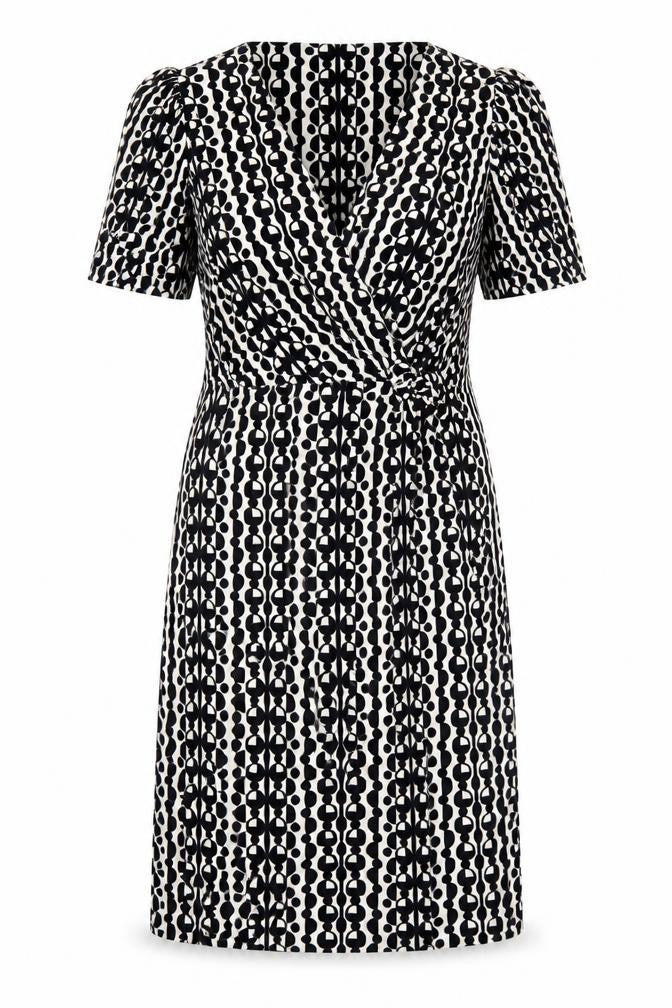Marks and Spencer Womens Black Geometric Polyester A-Line  Size 10  Crew Neck Pullover