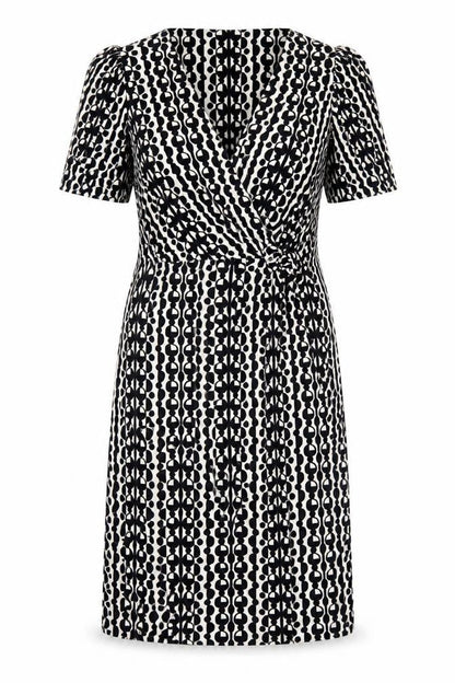 Marks and Spencer Womens Black Geometric Polyester A-Line  Size 10  Crew Neck Pullover