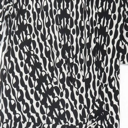 Marks and Spencer Womens Black Geometric Polyester A-Line  Size 10  Crew Neck Pullover