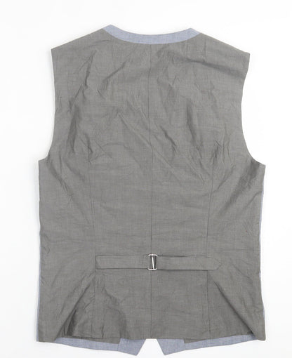 NEXT Mens Blue  Cotton Jacket Suit Waistcoat Size 38