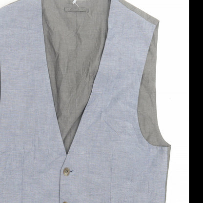 NEXT Mens Blue  Cotton Jacket Suit Waistcoat Size 38
