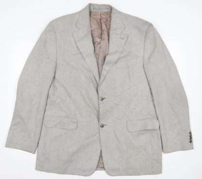 Greiff Mens Grey Plaid Polyester Jacket Suit Jacket Size 42