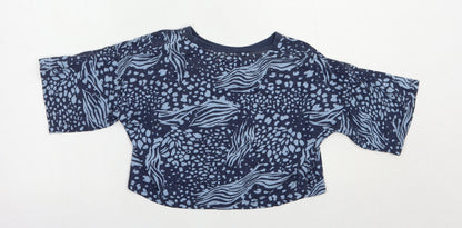 Studio Girls Blue Animal Print Cotton Cropped T-Shirt Size 12-13 Years Crew Neck Pullover
