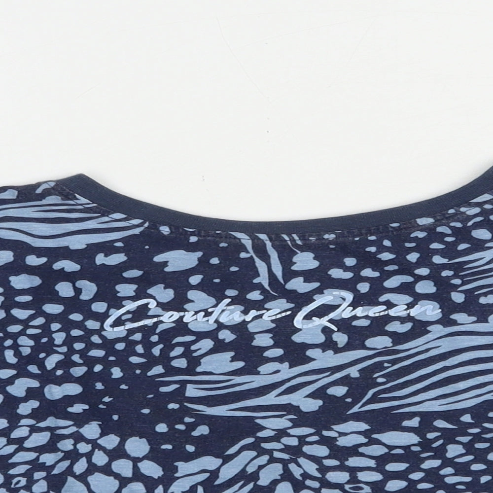 Studio Girls Blue Animal Print Cotton Cropped T-Shirt Size 12-13 Years Crew Neck Pullover