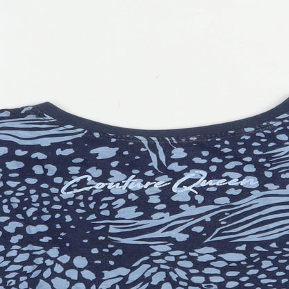Studio Girls Blue Animal Print Cotton Cropped T-Shirt Size 12-13 Years Crew Neck Pullover