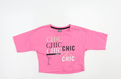 Studio Girls Pink  Cotton Cropped T-Shirt Size 12-13 Years Crew Neck Pullover - Chic
