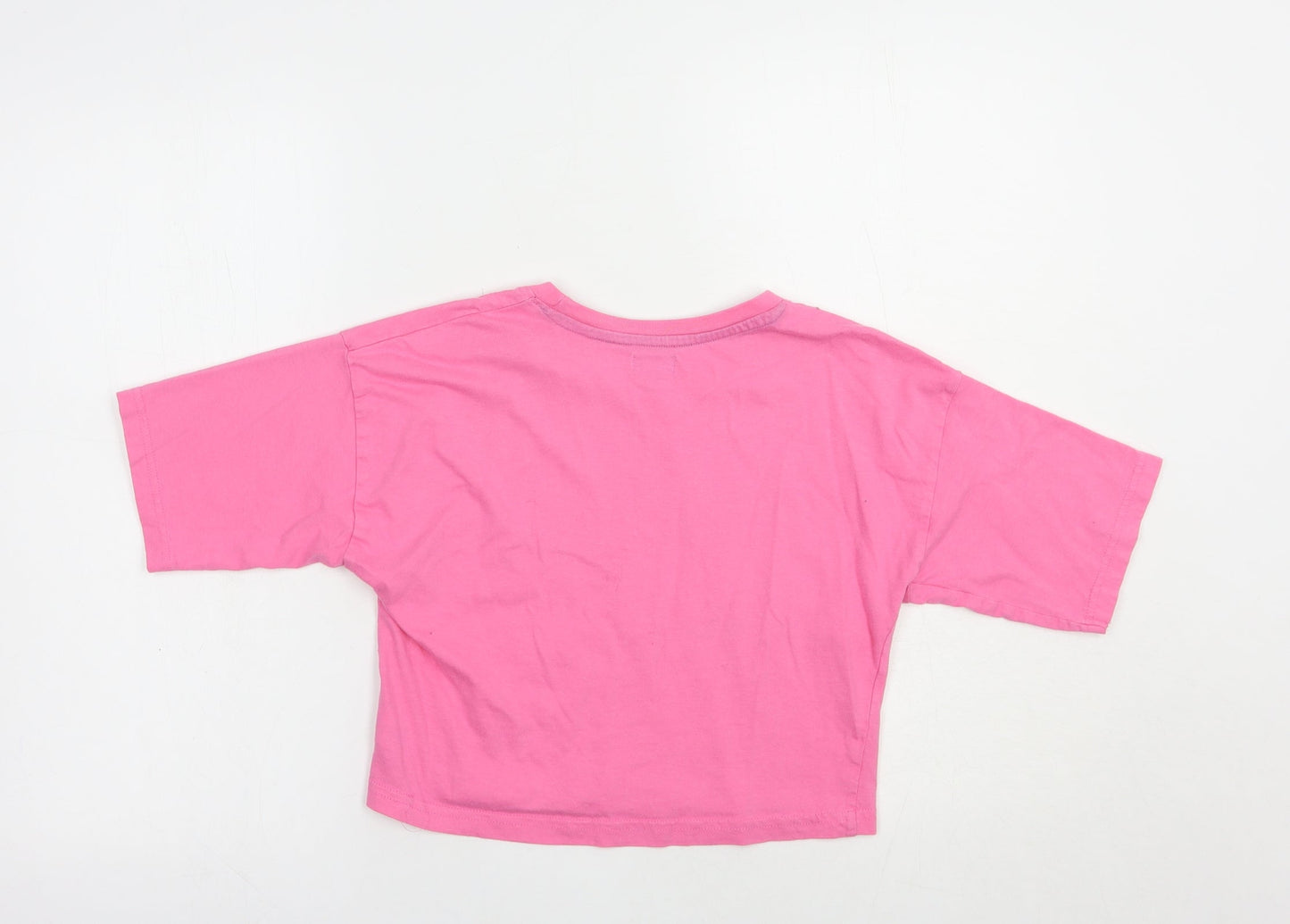 Studio Girls Pink  Cotton Cropped T-Shirt Size 12-13 Years Crew Neck Pullover - Chic