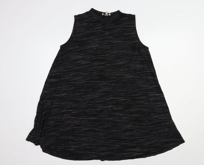 Papaya Womens Black Striped Viscose Tunic Blouse Size M Crew Neck