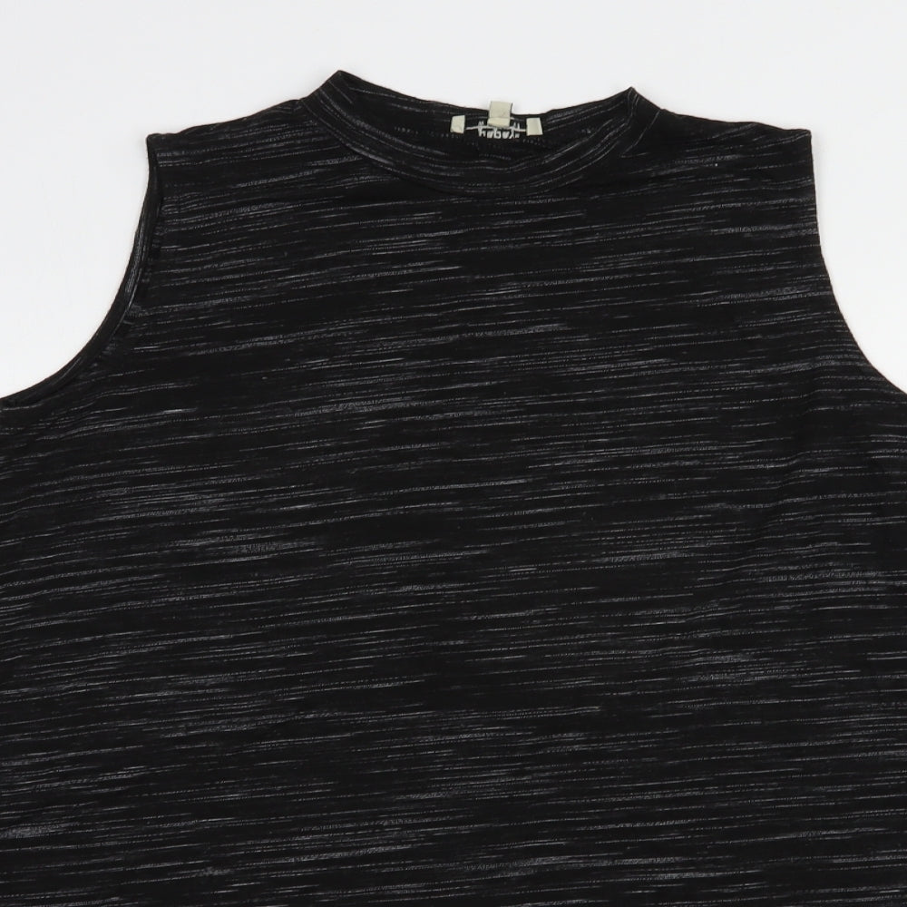 Papaya Womens Black Striped Viscose Tunic Blouse Size M Crew Neck