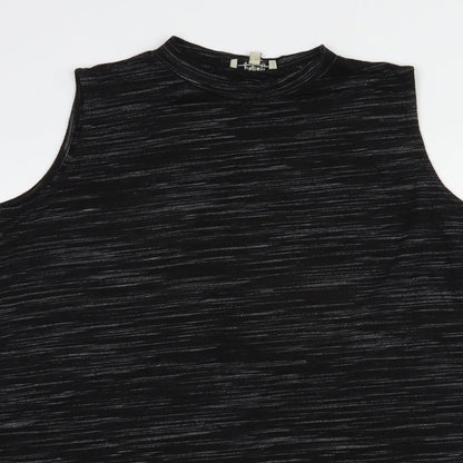 Papaya Womens Black Striped Viscose Tunic Blouse Size M Crew Neck