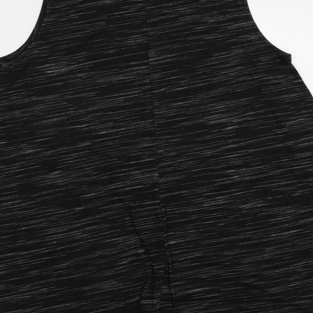 Papaya Womens Black Striped Viscose Tunic Blouse Size M Crew Neck