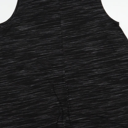 Papaya Womens Black Striped Viscose Tunic Blouse Size M Crew Neck