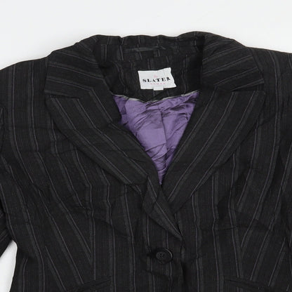 Slater Womens Grey Striped  Jacket Blazer Size 6  Button