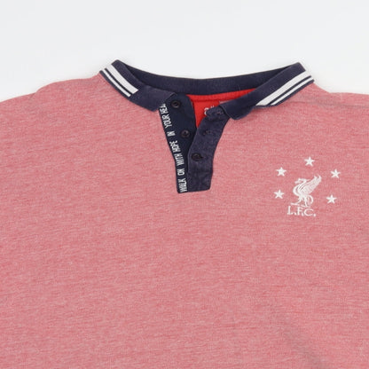 L.F.C. Mens Pink  Cotton  Polo Size L Collared Button - Liverpool FC