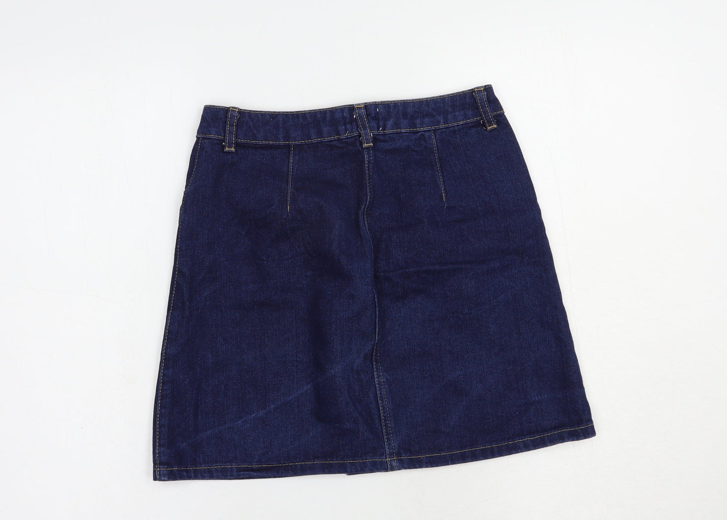 Miss Selfridge Womens Blue  Cotton Straight & Pencil Skirt Size 6   Button