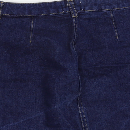 Miss Selfridge Womens Blue  Cotton Straight & Pencil Skirt Size 6   Button