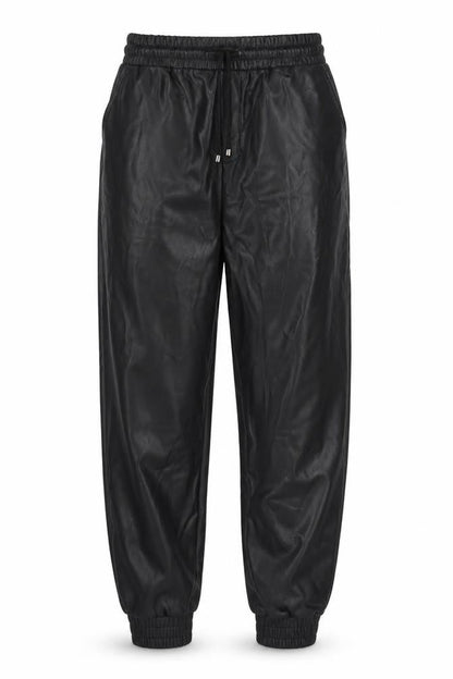 Eight Paris Womens Black  Polyurethane Trousers  Size S L25 in Regular Drawstring - Faux Leather