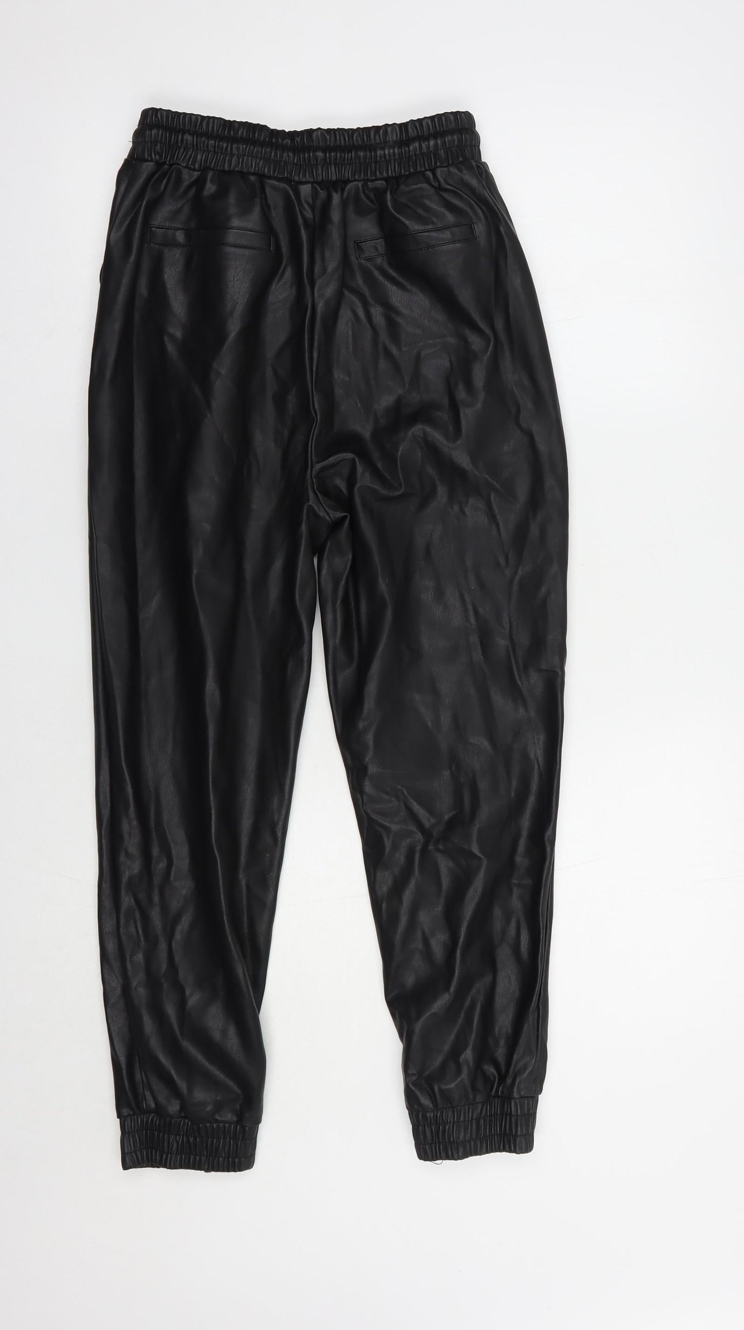 Eight Paris Womens Black  Polyurethane Trousers  Size S L25 in Regular Drawstring - Faux Leather
