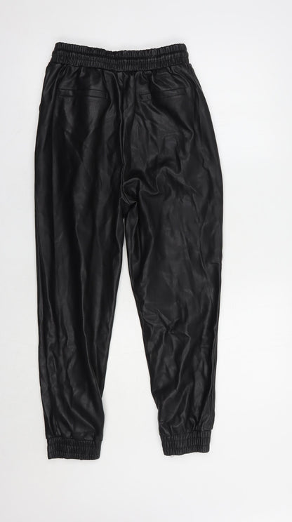 Eight Paris Womens Black  Polyurethane Trousers  Size S L25 in Regular Drawstring - Faux Leather