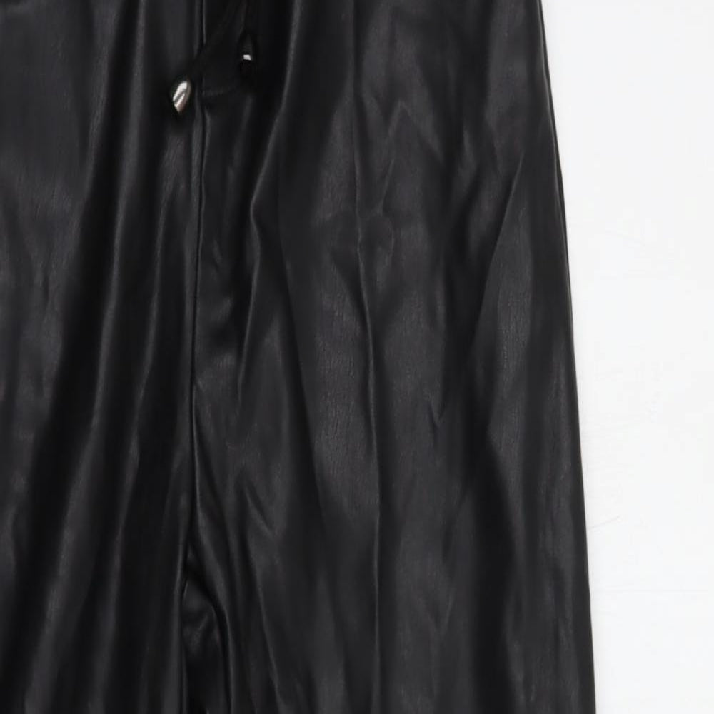 Eight Paris Womens Black  Polyurethane Trousers  Size S L25 in Regular Drawstring - Faux Leather