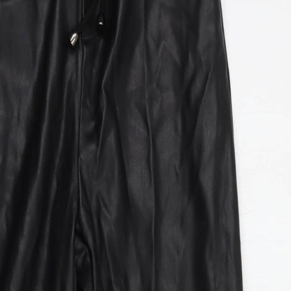 Eight Paris Womens Black  Polyurethane Trousers  Size S L25 in Regular Drawstring - Faux Leather