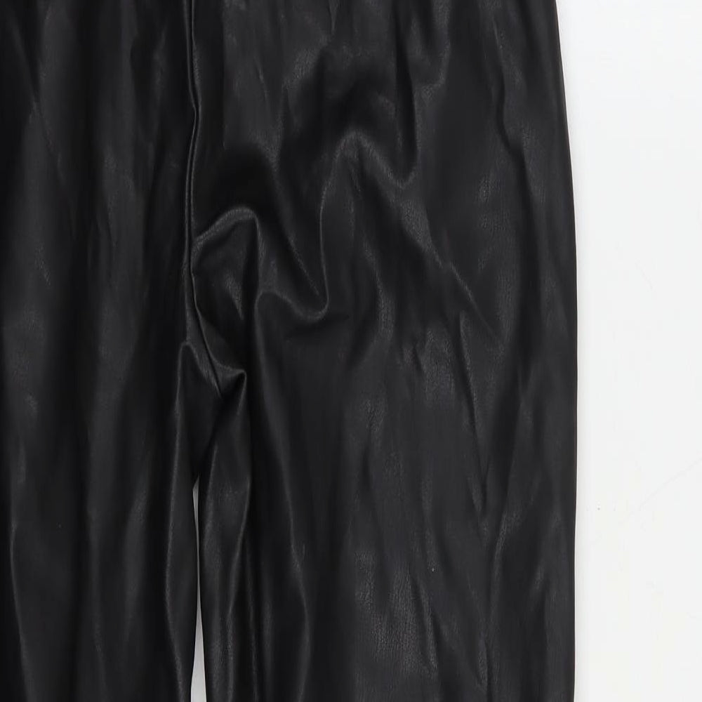 Eight Paris Womens Black  Polyurethane Trousers  Size S L25 in Regular Drawstring - Faux Leather