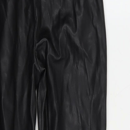 Eight Paris Womens Black  Polyurethane Trousers  Size S L25 in Regular Drawstring - Faux Leather