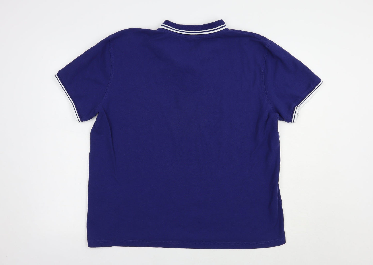 Pique Polo Mens Blue  Cotton  Polo Size 2XL Collared Button