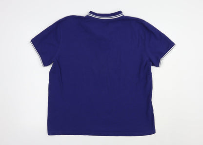 Pique Polo Mens Blue  Cotton  Polo Size 2XL Collared Button