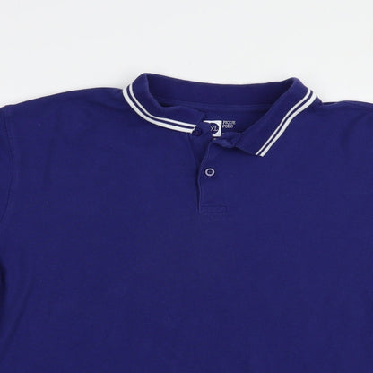 Pique Polo Mens Blue  Cotton  Polo Size 2XL Collared Button