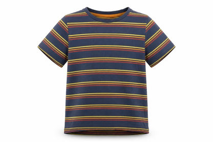 TU Boys Blue Striped Cotton Pullover T-Shirt Size 6 Years Crew Neck Pullover