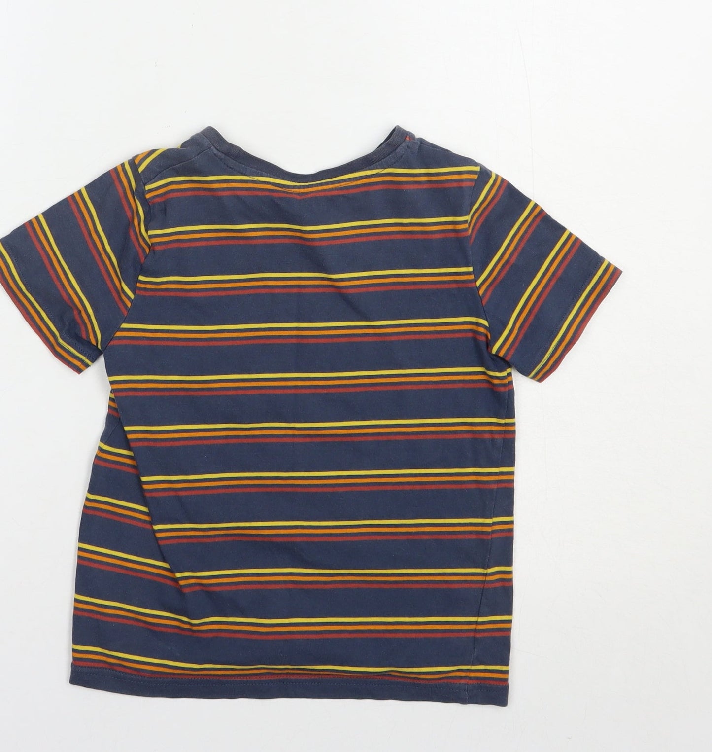 TU Boys Blue Striped Cotton Pullover T-Shirt Size 6 Years Crew Neck Pullover
