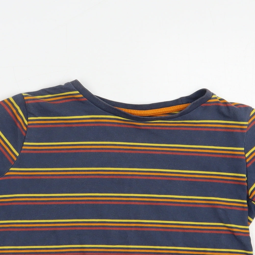 TU Boys Blue Striped Cotton Pullover T-Shirt Size 6 Years Crew Neck Pullover