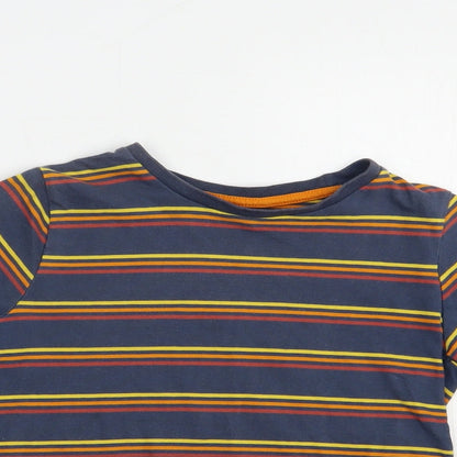 TU Boys Blue Striped Cotton Pullover T-Shirt Size 6 Years Crew Neck Pullover