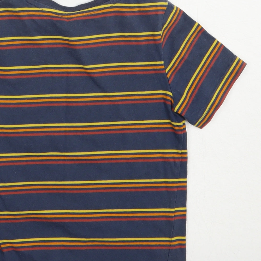 TU Boys Blue Striped Cotton Pullover T-Shirt Size 6 Years Crew Neck Pullover