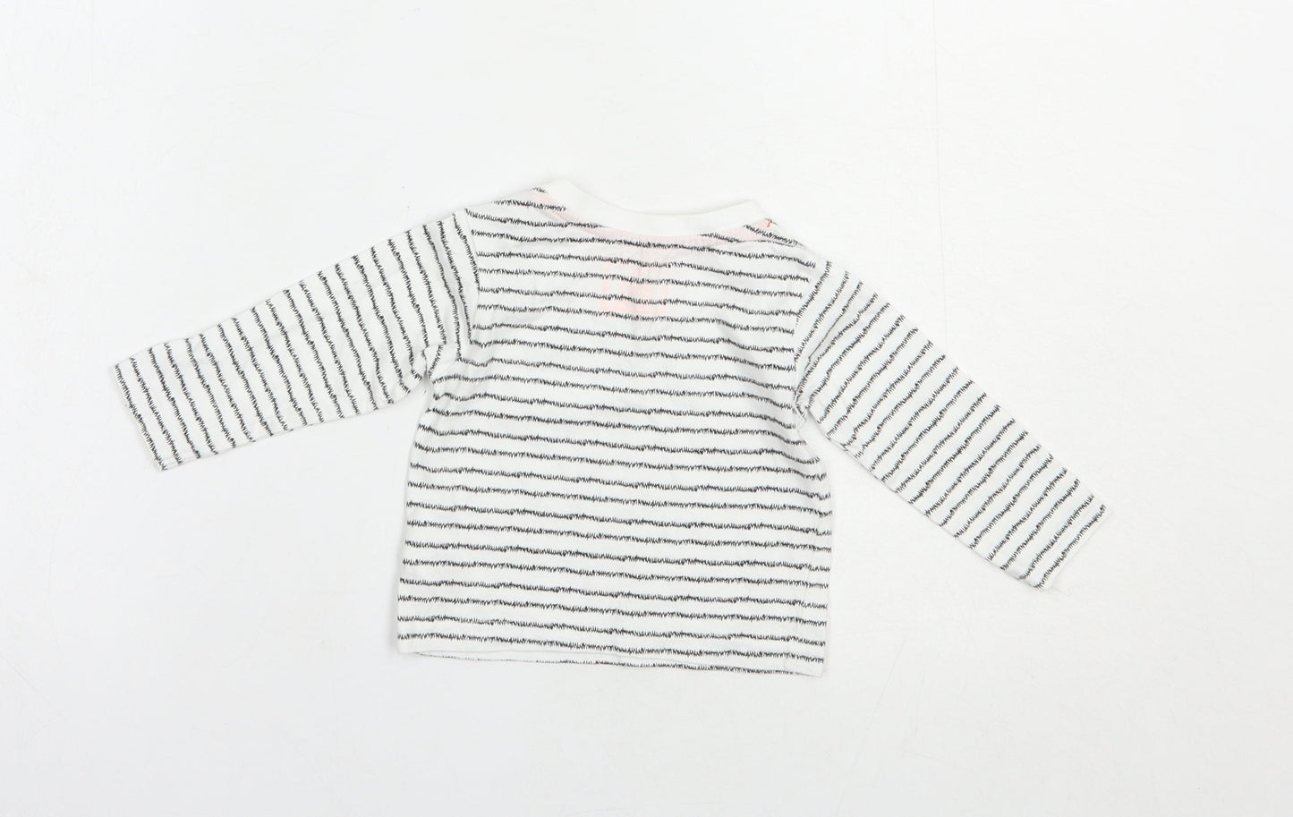 Primark Baby White Striped Cotton Basic T-Shirt Size 3-6 Months Crew Neck Pullover