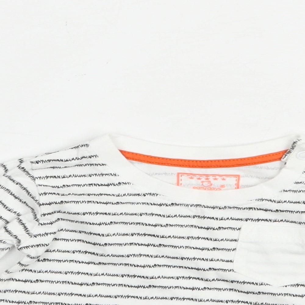 Primark Baby White Striped Cotton Basic T-Shirt Size 3-6 Months Crew Neck Pullover