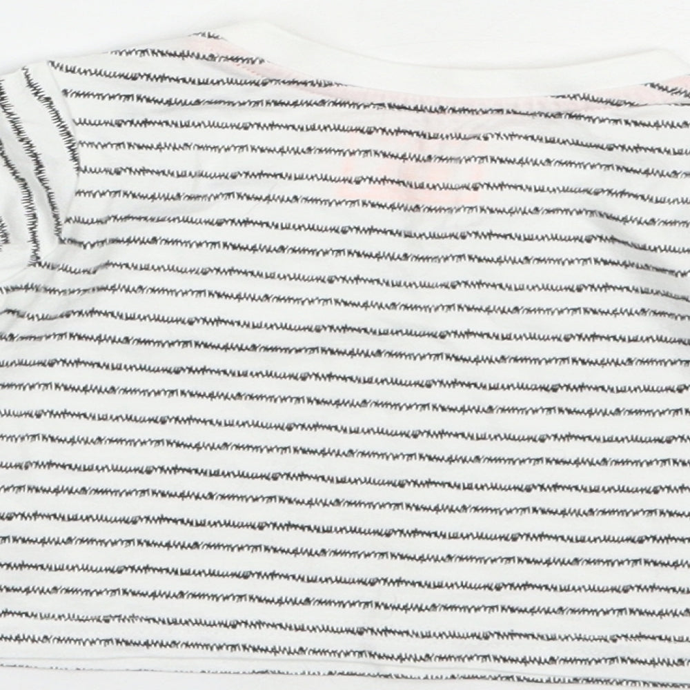 Primark Baby White Striped Cotton Basic T-Shirt Size 3-6 Months Crew Neck Pullover