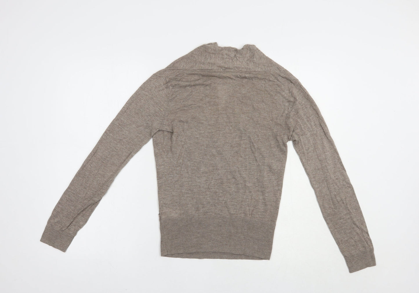 H&M Womens Brown V-Neck  Viscose Pullover Jumper Size XS