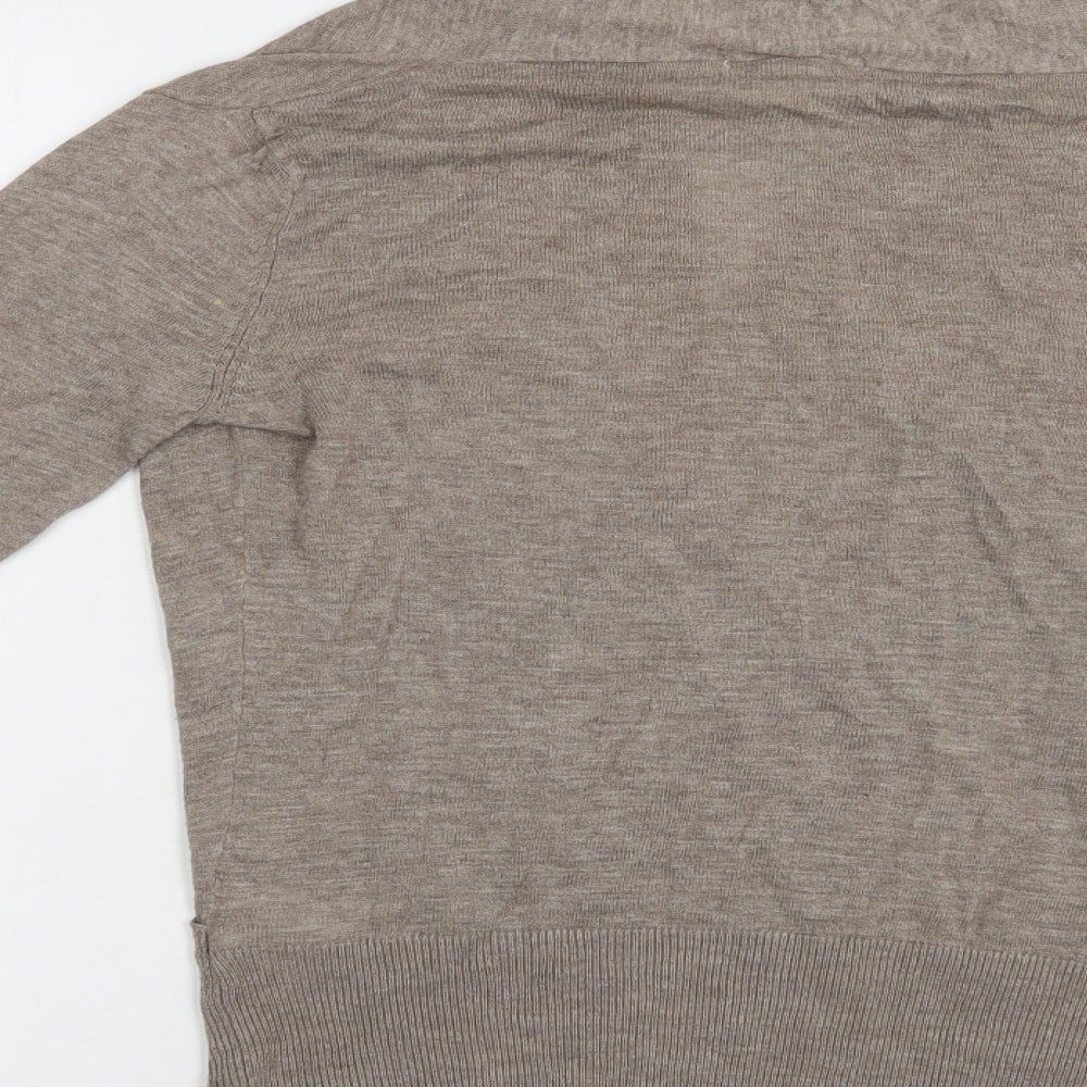 H&M Womens Brown V-Neck  Viscose Pullover Jumper Size XS