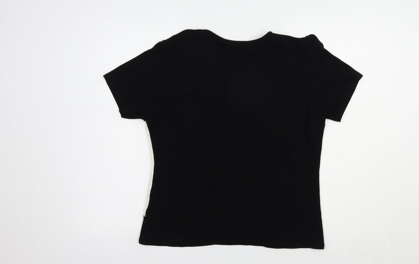AMARANTO Womens Black Colourblock Viscose Basic Blouse Size 16 V-Neck