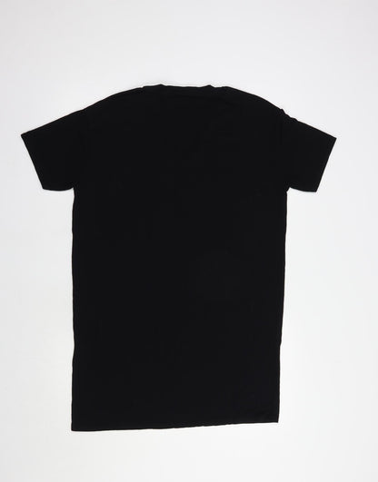 Missguided Womens Black  Viscose T-Shirt Dress  Size 8  V-Neck Pullover