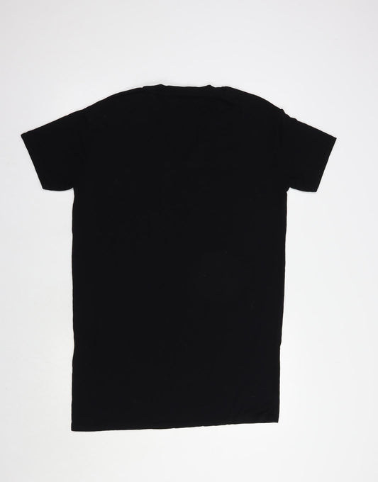 Missguided Womens Black  Viscose T-Shirt Dress  Size 8  V-Neck Pullover