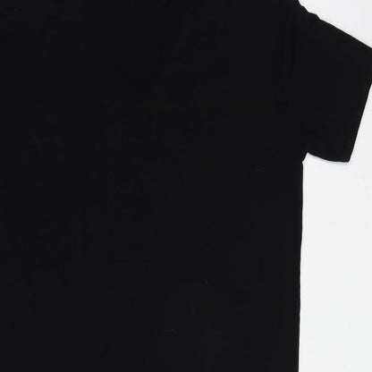 Missguided Womens Black  Viscose T-Shirt Dress  Size 8  V-Neck Pullover