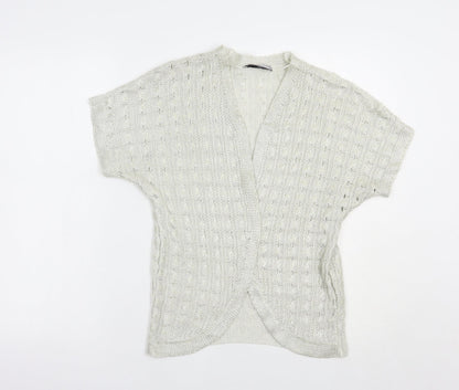 TU Womens Grey V-Neck  Acrylic Shrug Jumper Size M